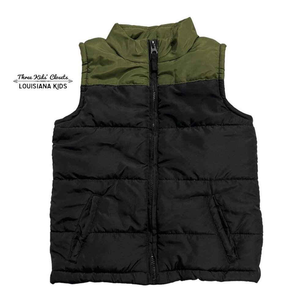 SnoZone Sz 5 Olive Green & Black Puffer Vest